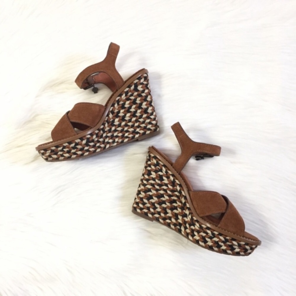 Coach Brown Suede Wedge Heels.